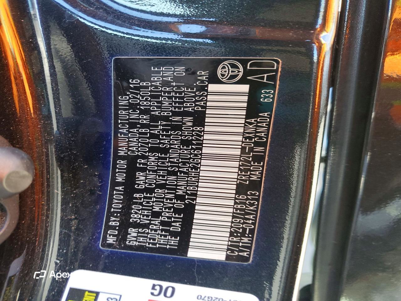 Toyota Corolla 2016