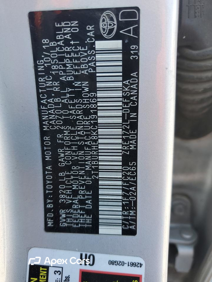 Toyota Corolla 2019