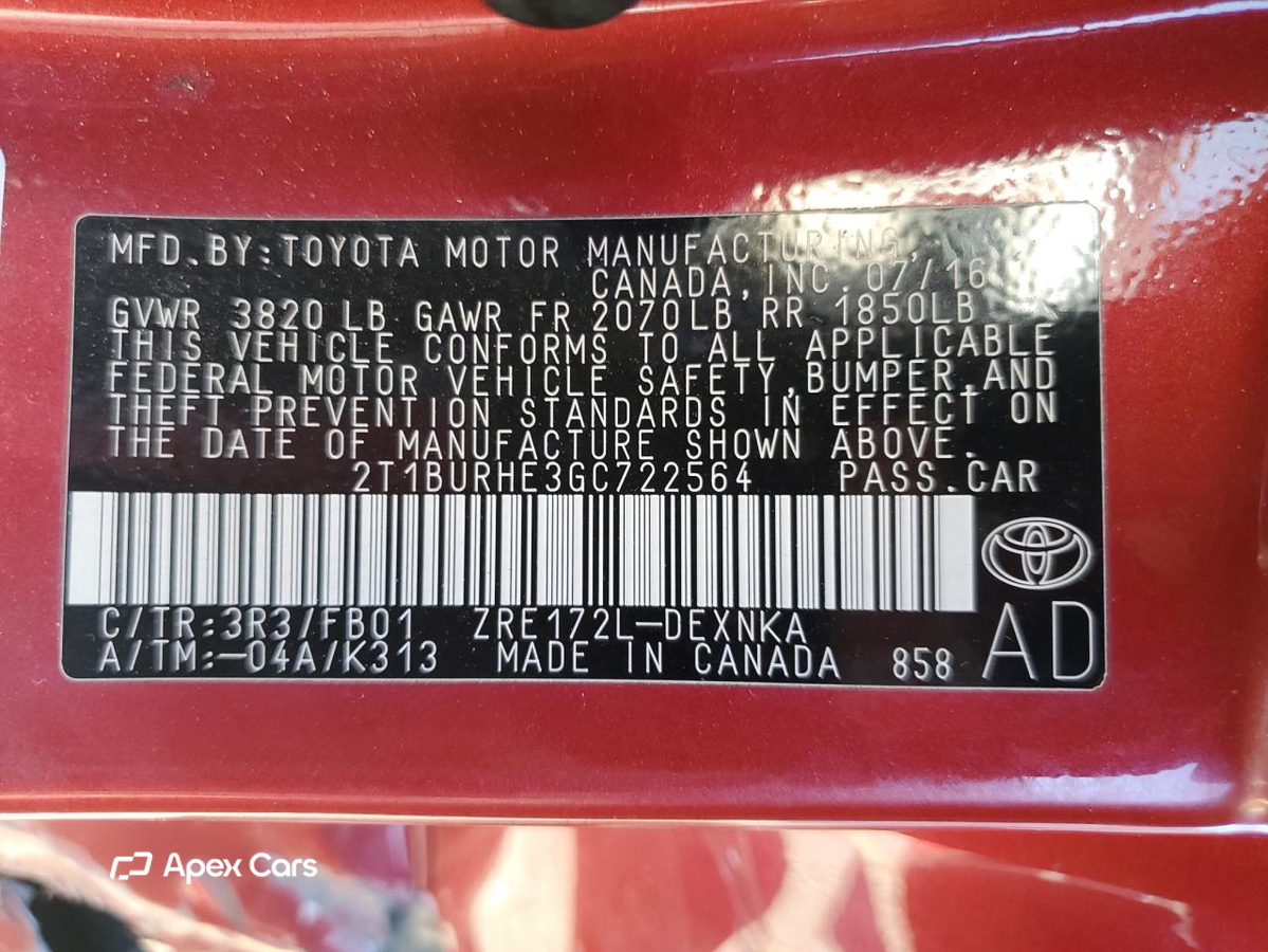 Toyota Corolla 2016