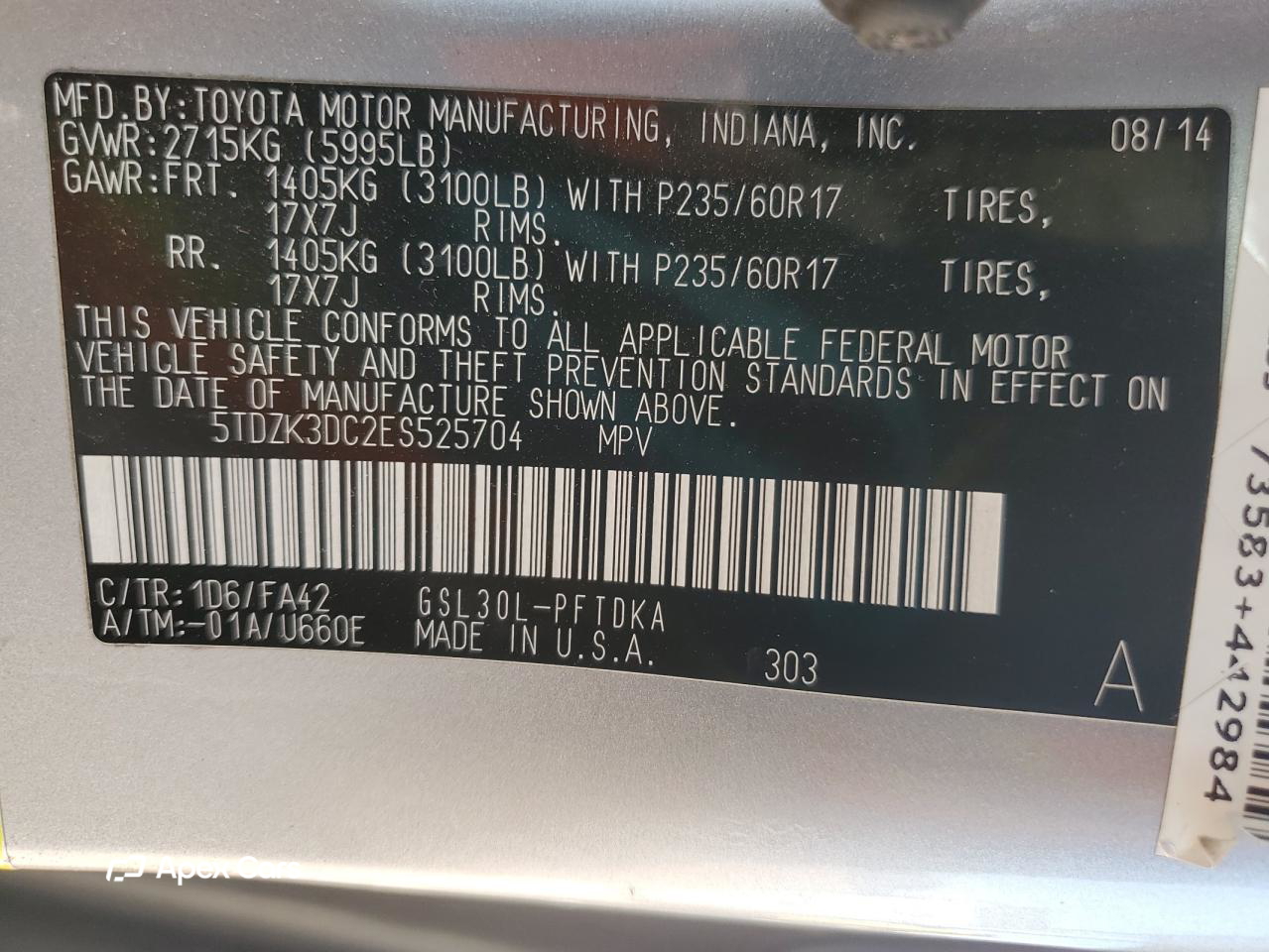 Toyota Sienna 2014