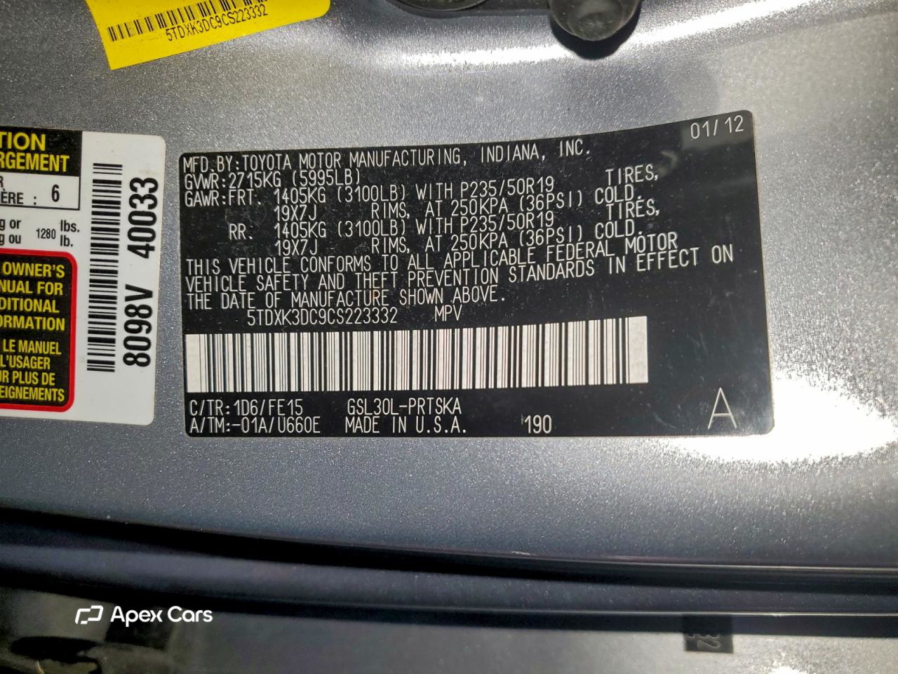 Toyota Sienna 2012