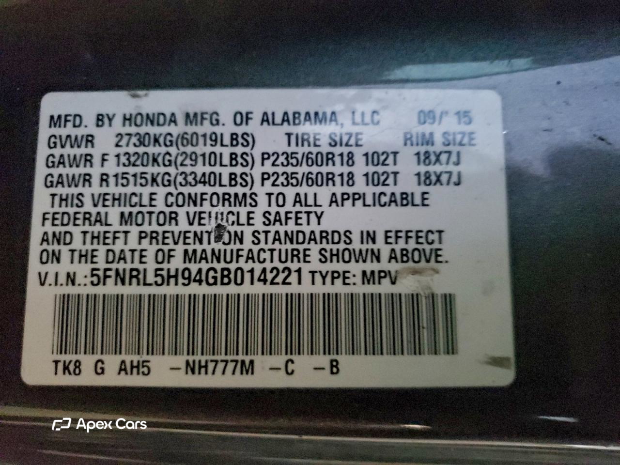 Honda Odyssey 2016