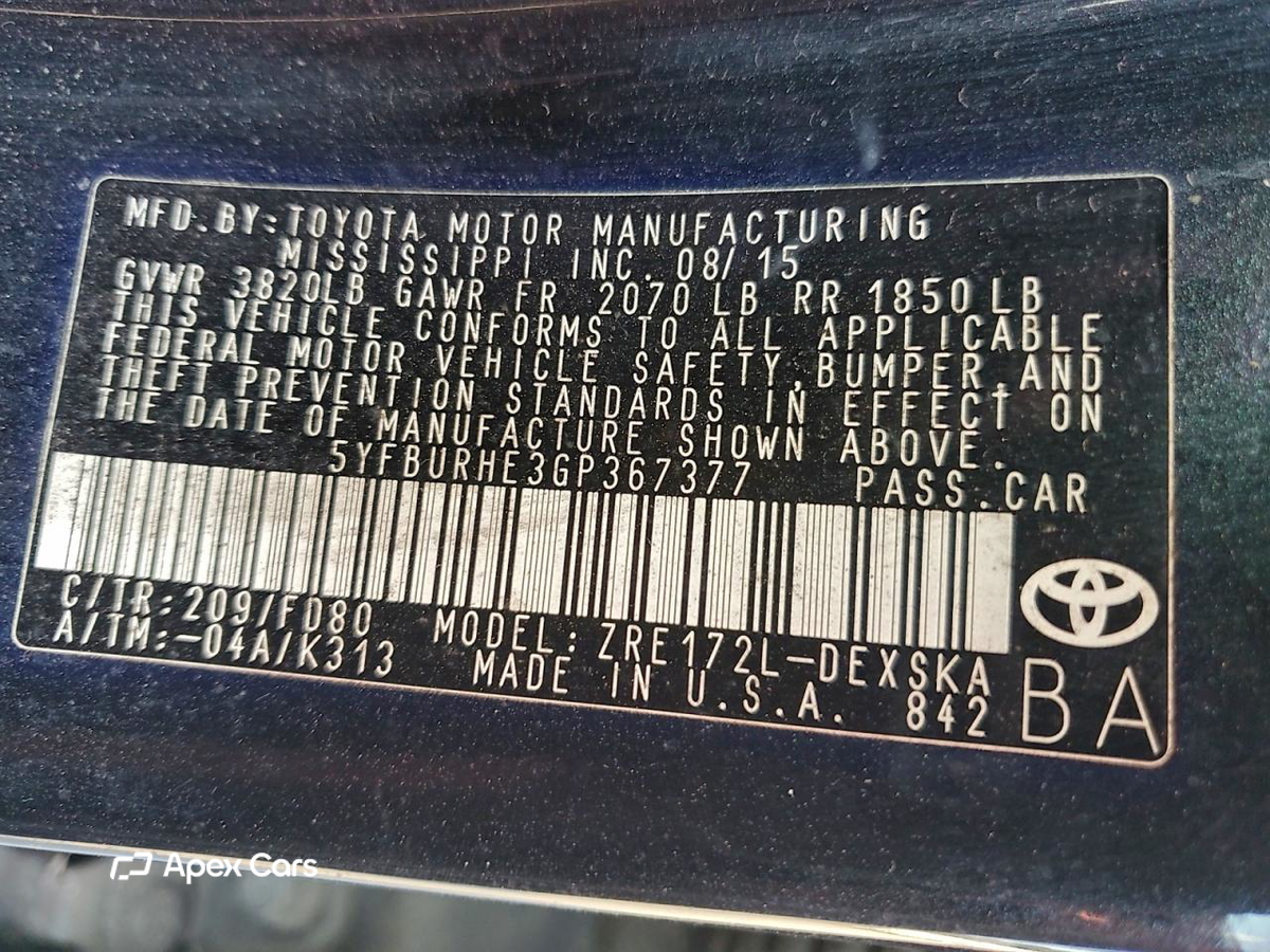 Toyota Corolla 2016