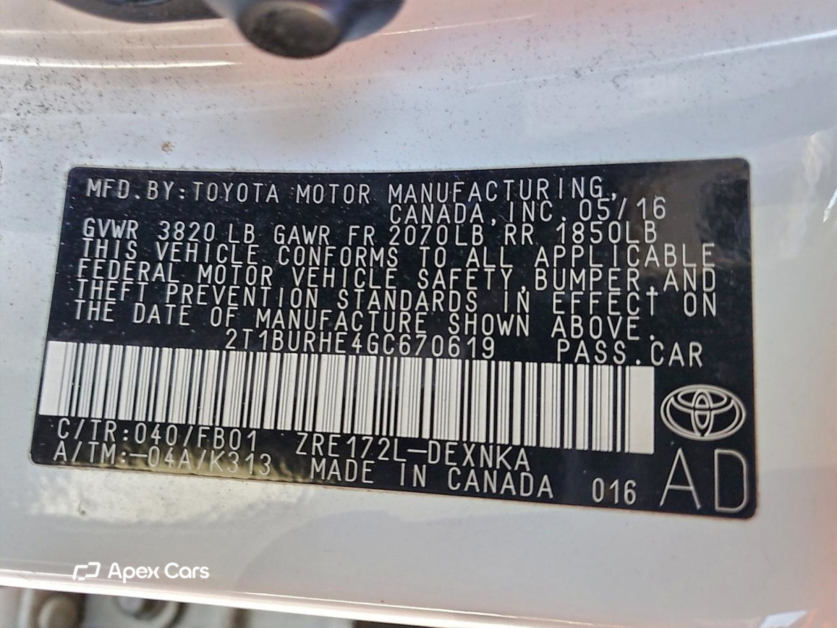 Toyota Corolla 2016