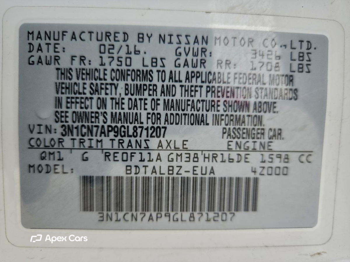 Nissan Versa 2016