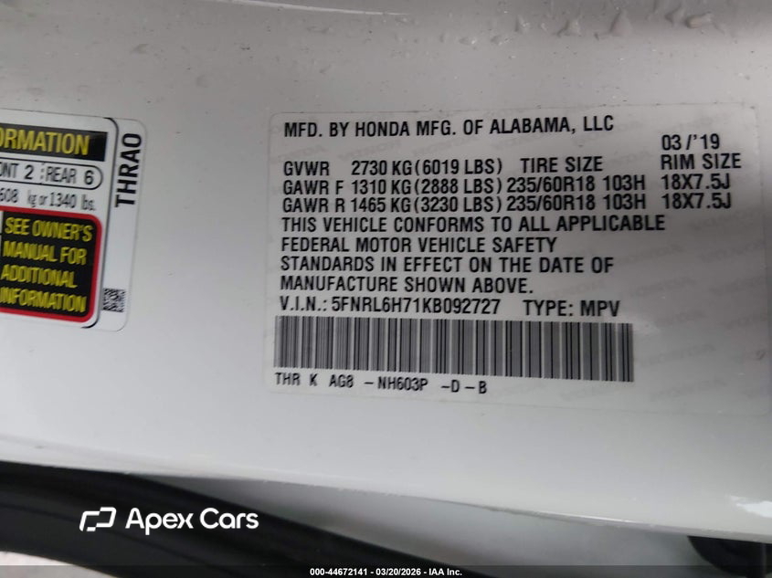 Honda Odyssey 2019