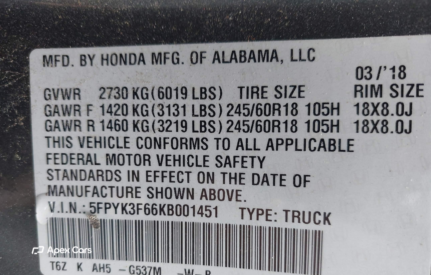 Honda Ridgeline 2019