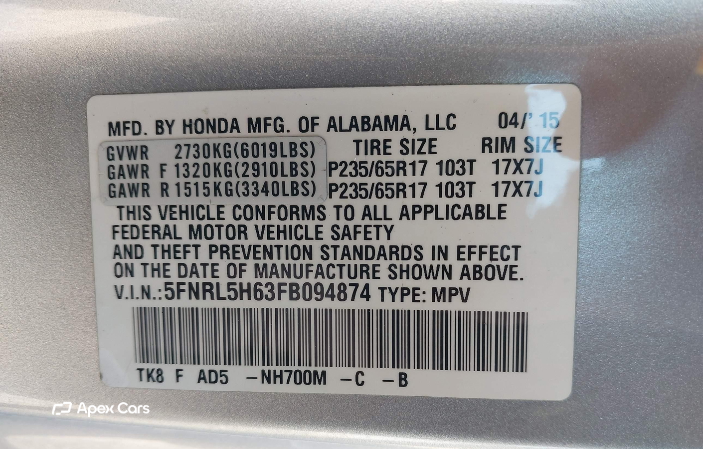 Honda Odyssey 2015