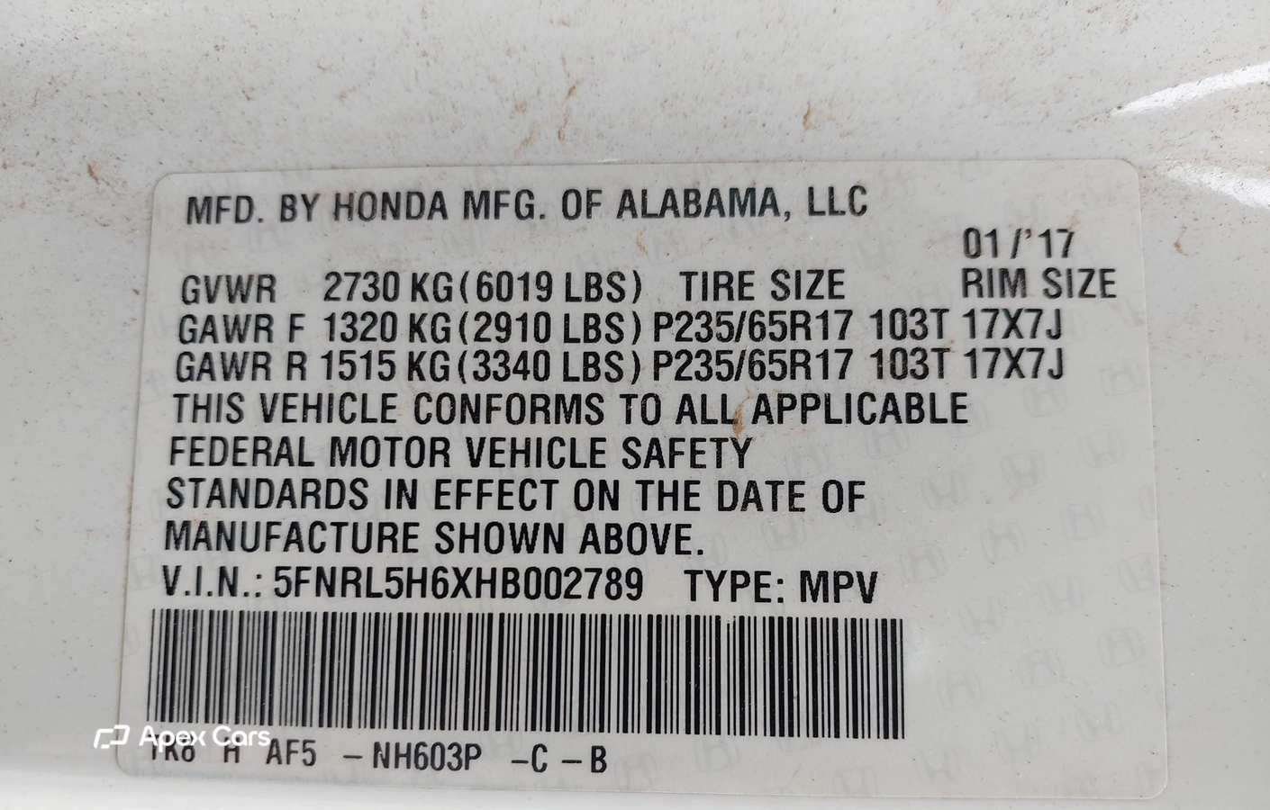 Honda Odyssey 2017