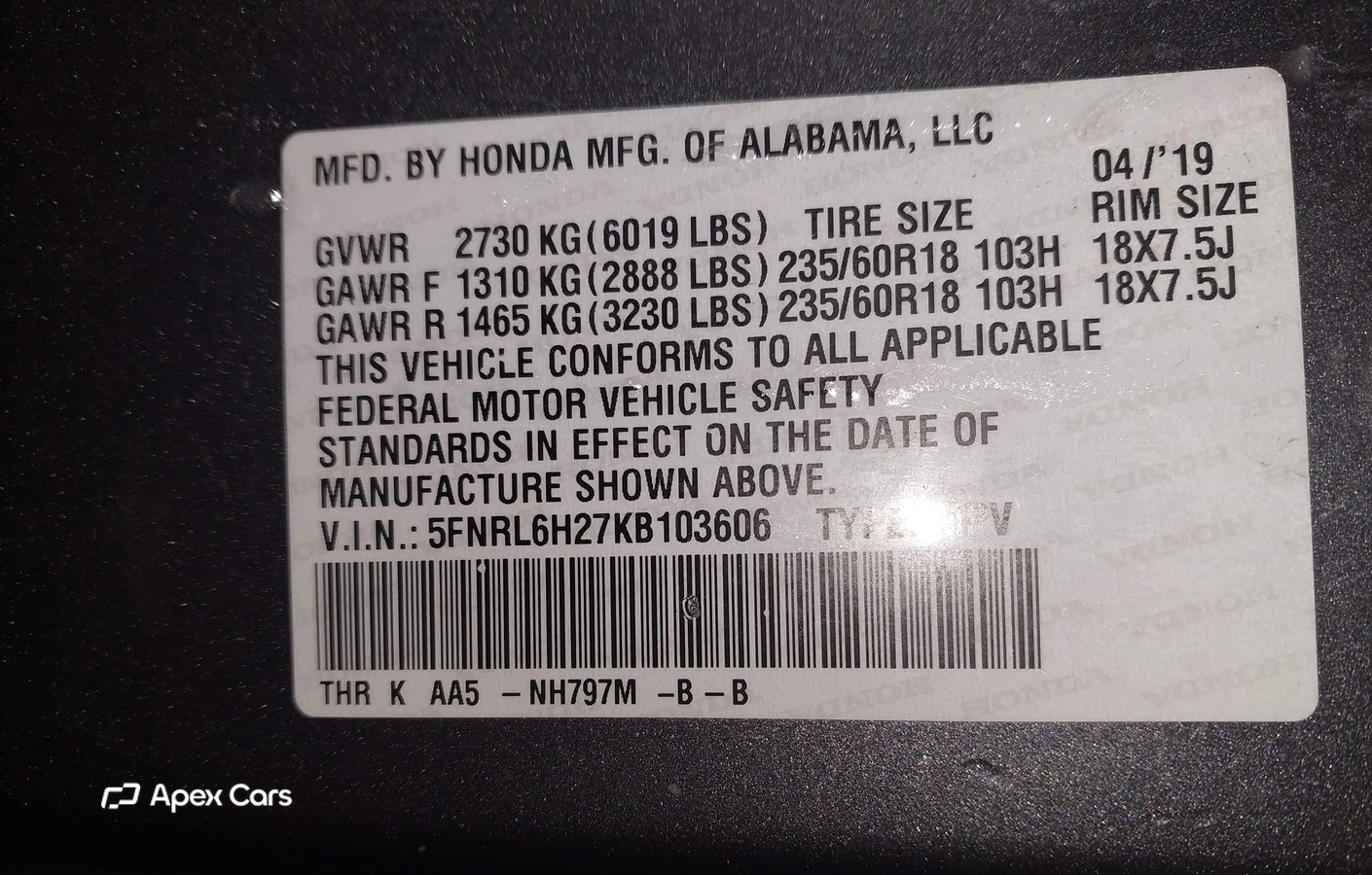 Honda Odyssey 2019