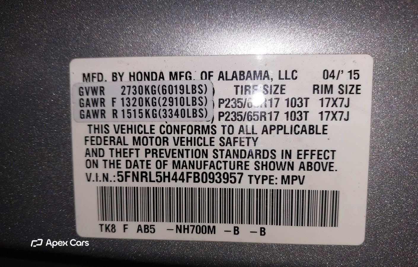 Honda Odyssey 2015