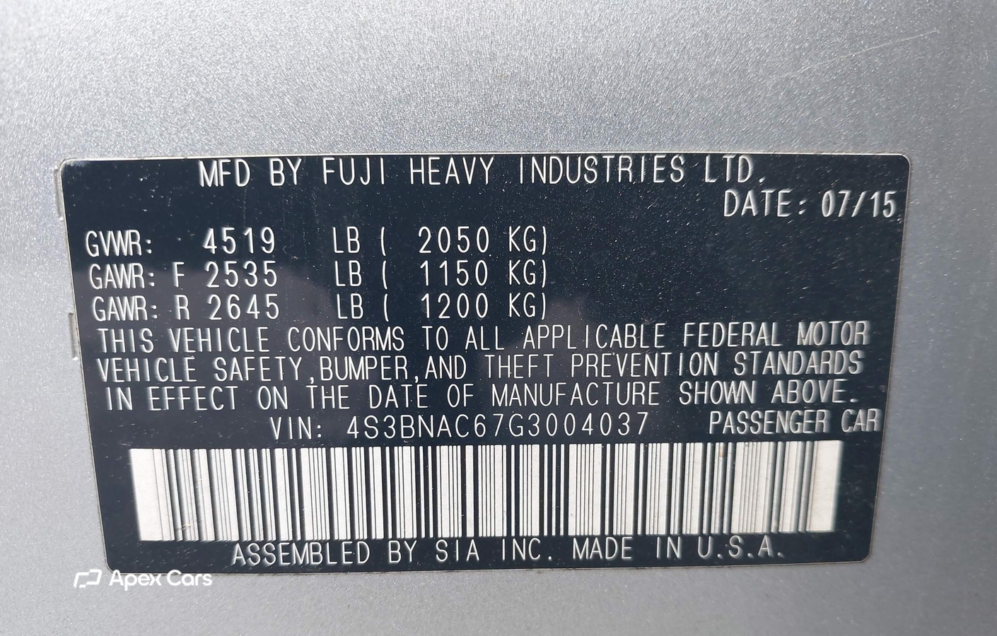 Subaru Legacy 2016