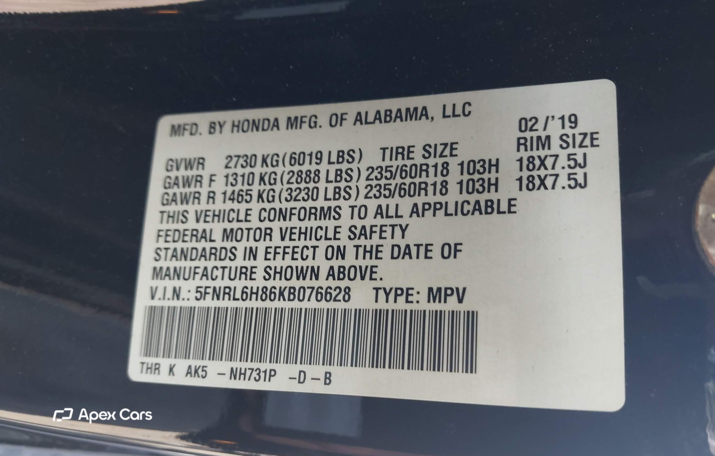 Honda Odyssey 2019