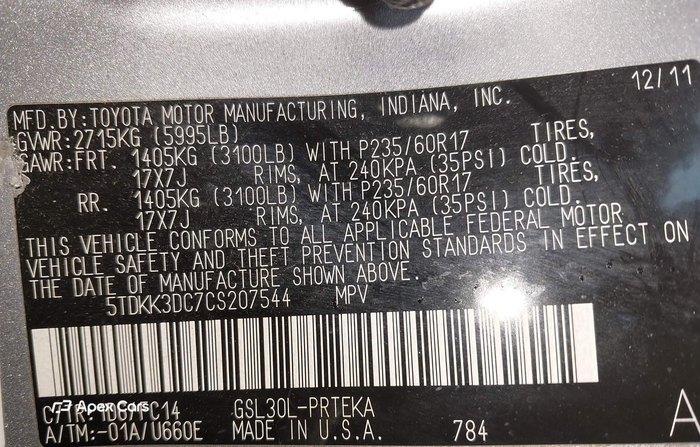 Toyota Sienna 2012