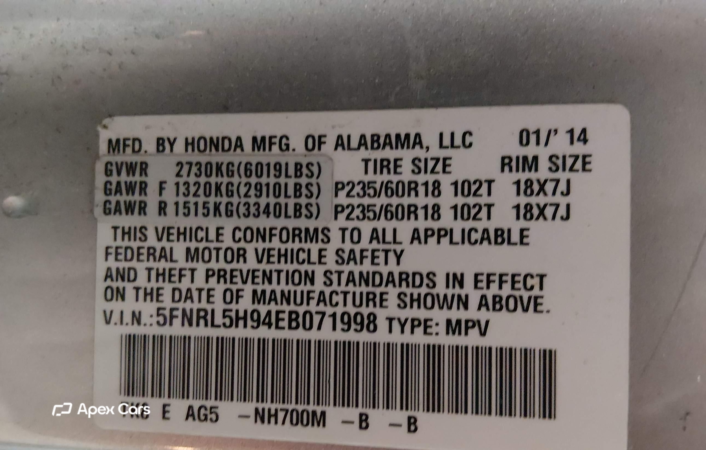 Honda Odyssey 2014