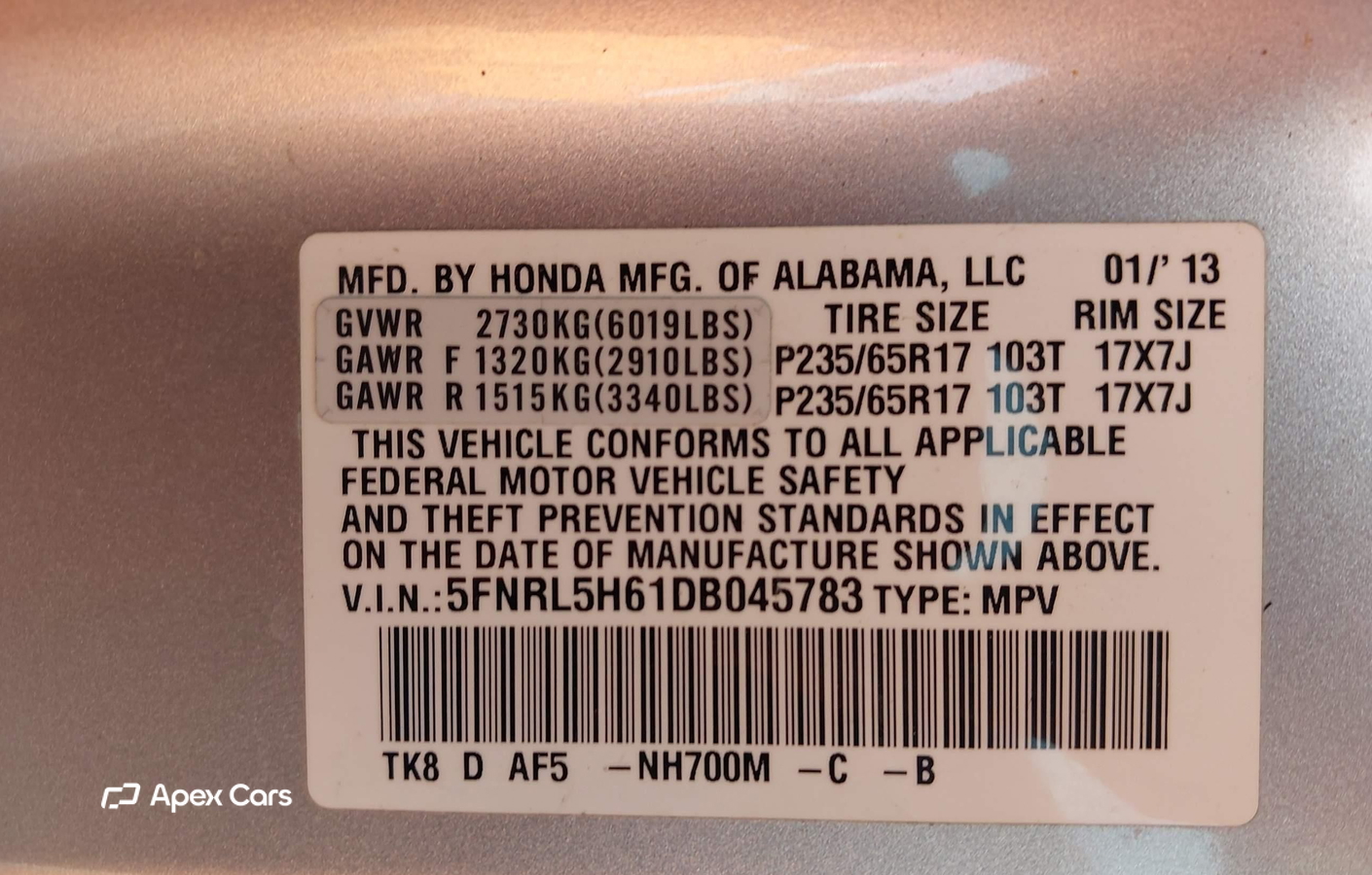 Honda Odyssey 2013