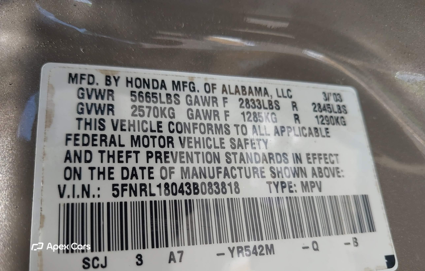 Honda Odyssey 2003