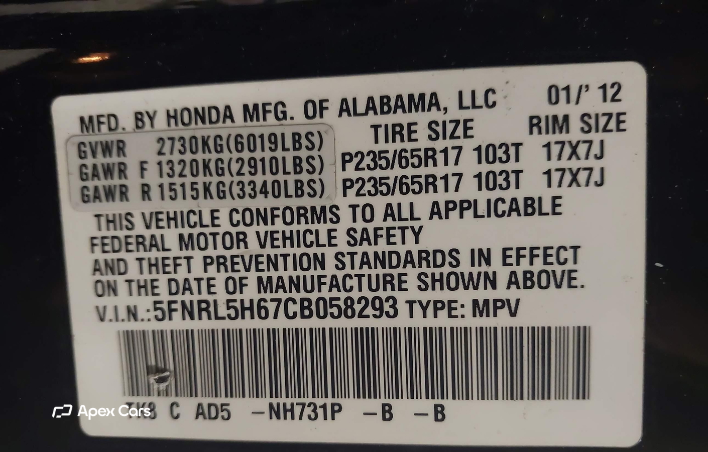 Honda Odyssey 2012