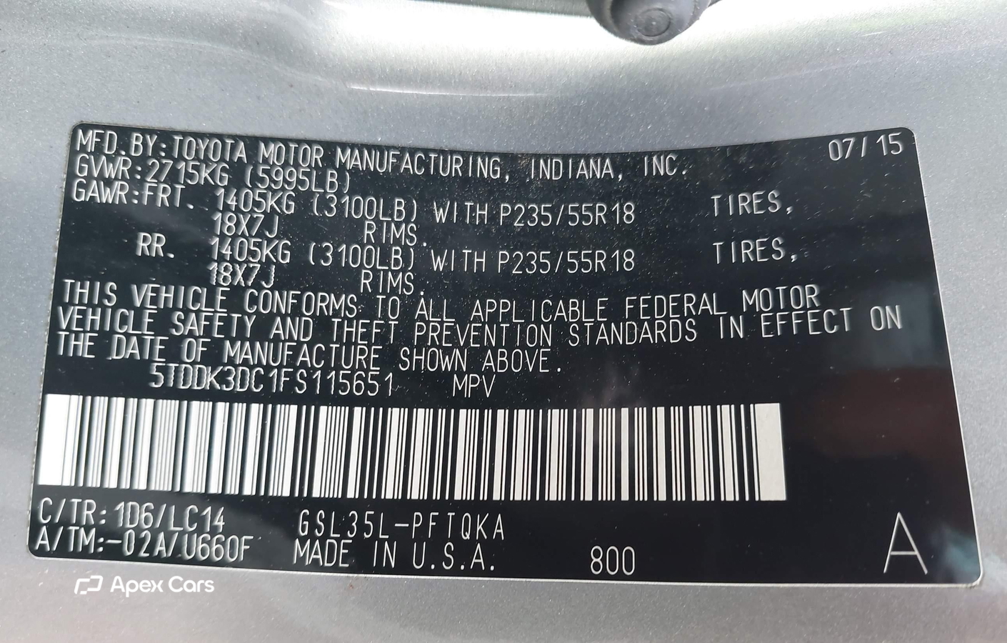 Toyota Sienna 2015