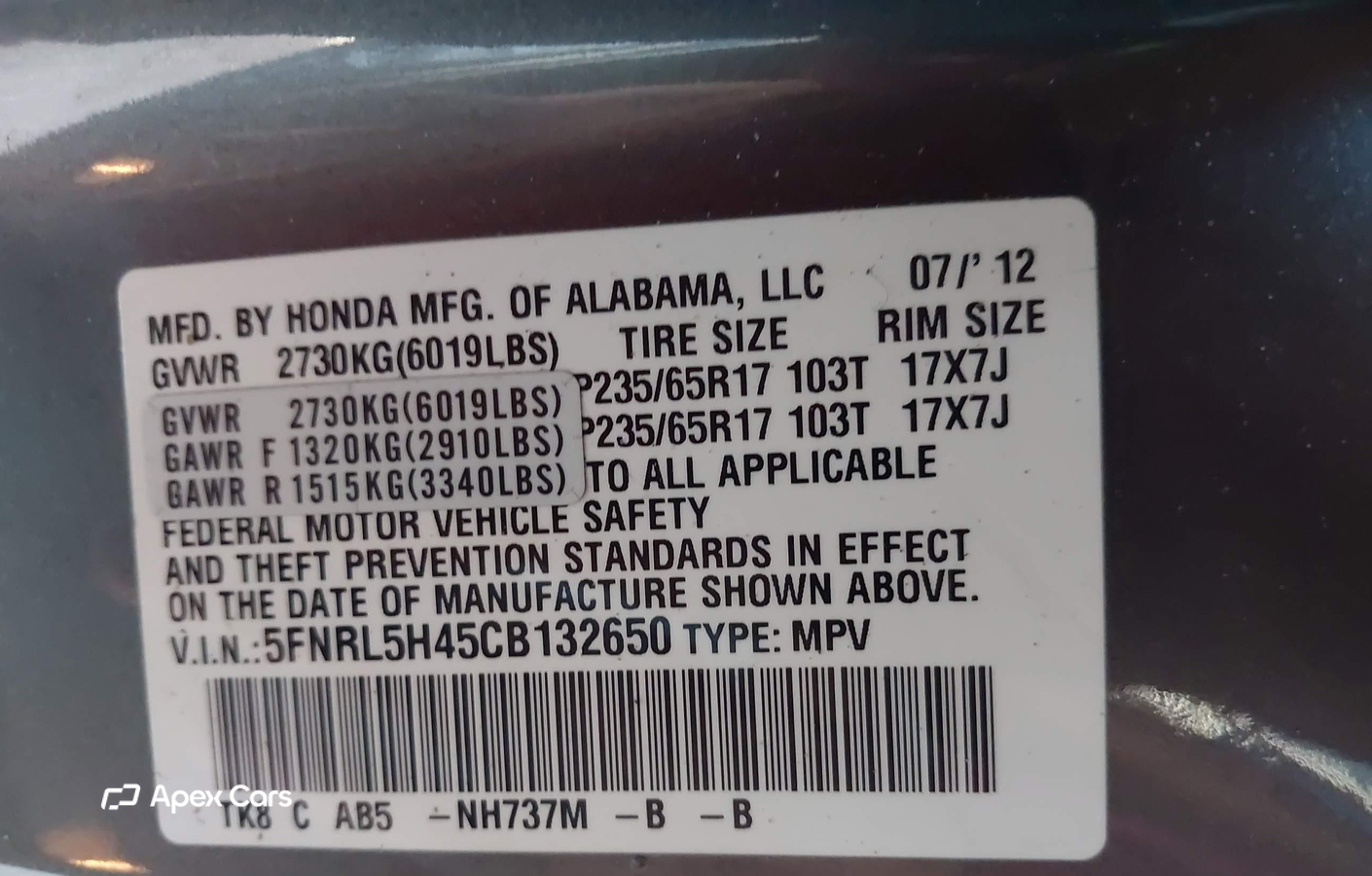 Honda Odyssey 2012
