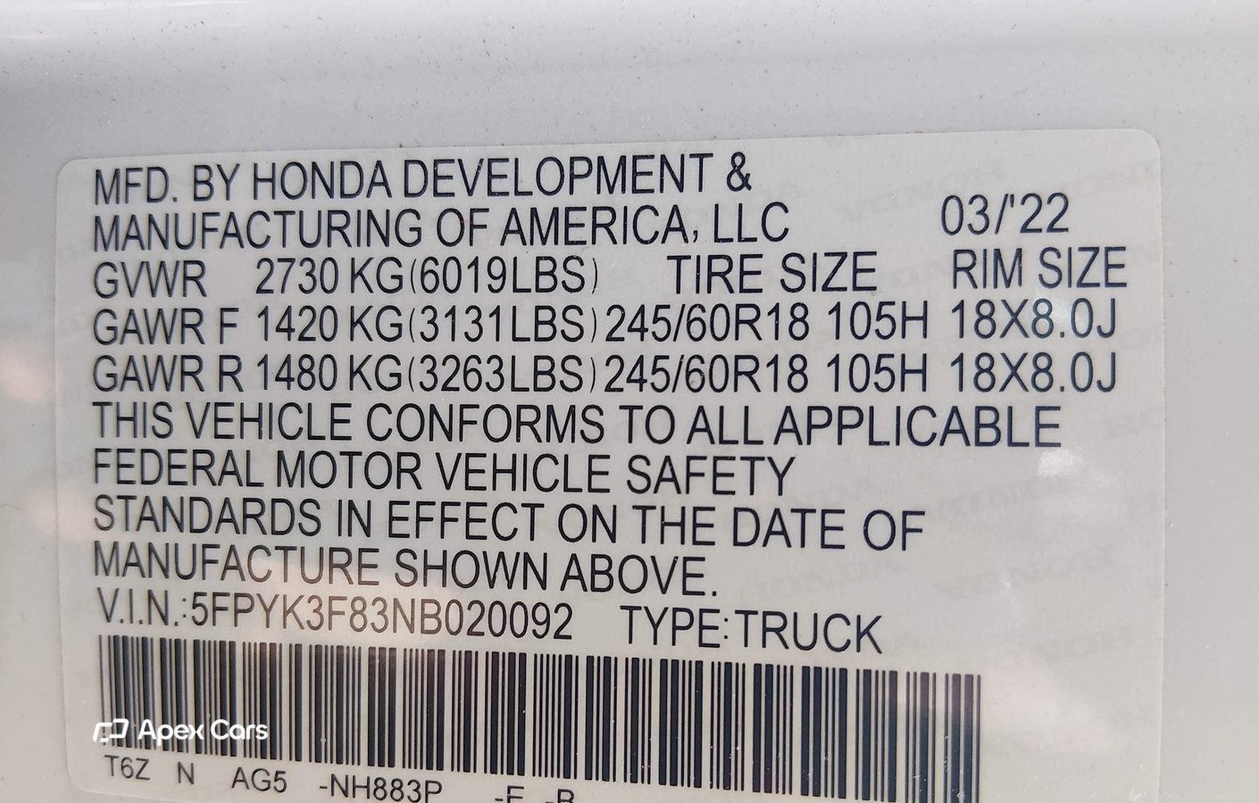 Honda Ridgeline 2022