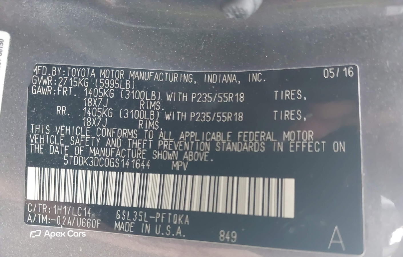 Toyota Sienna 2016