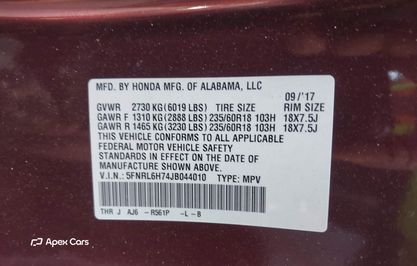 Honda Odyssey 2018
