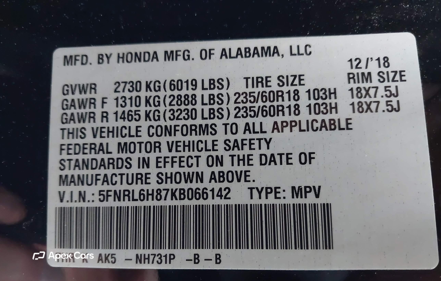 Honda Odyssey 2019
