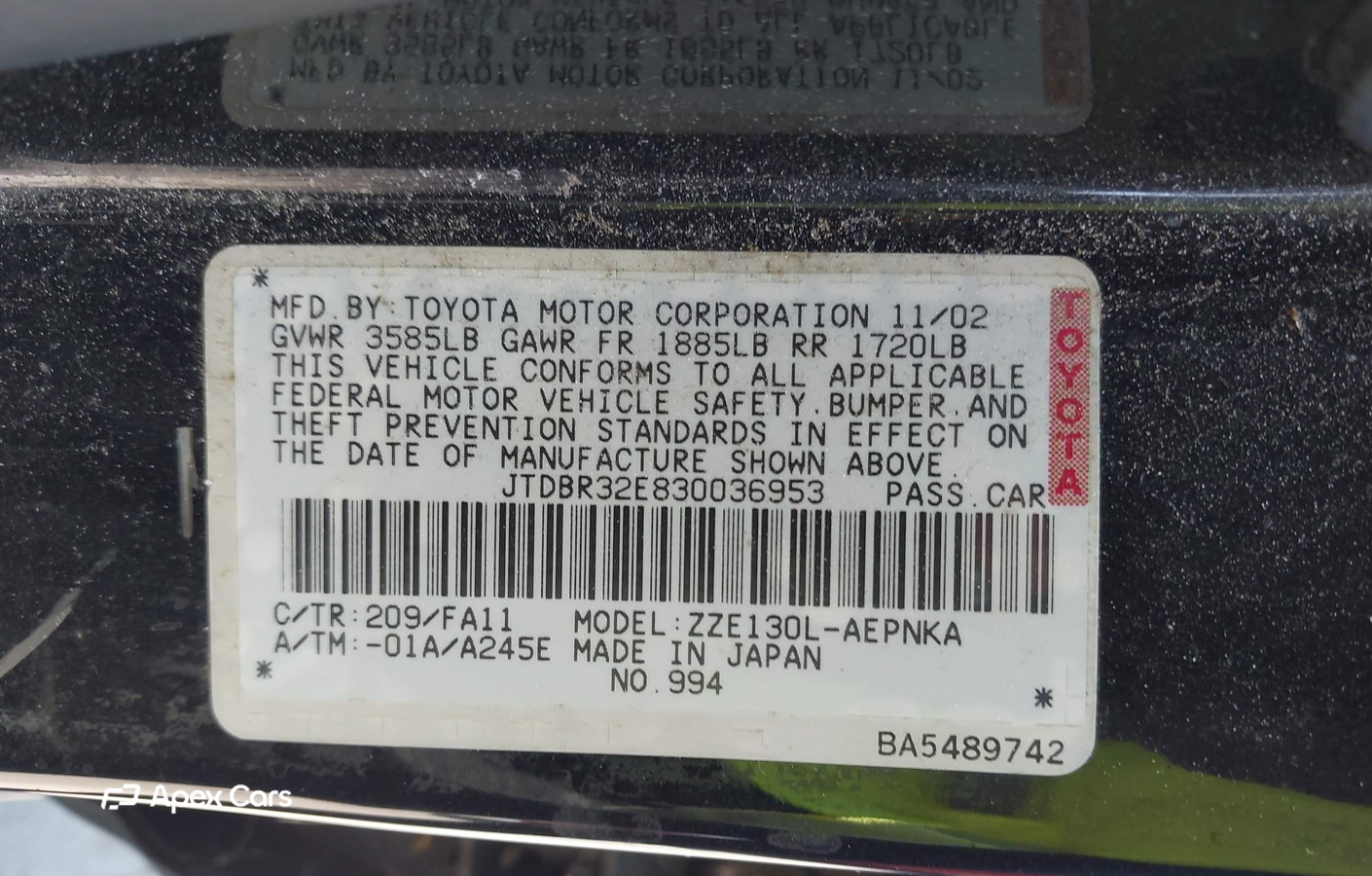 Toyota Corolla 2003