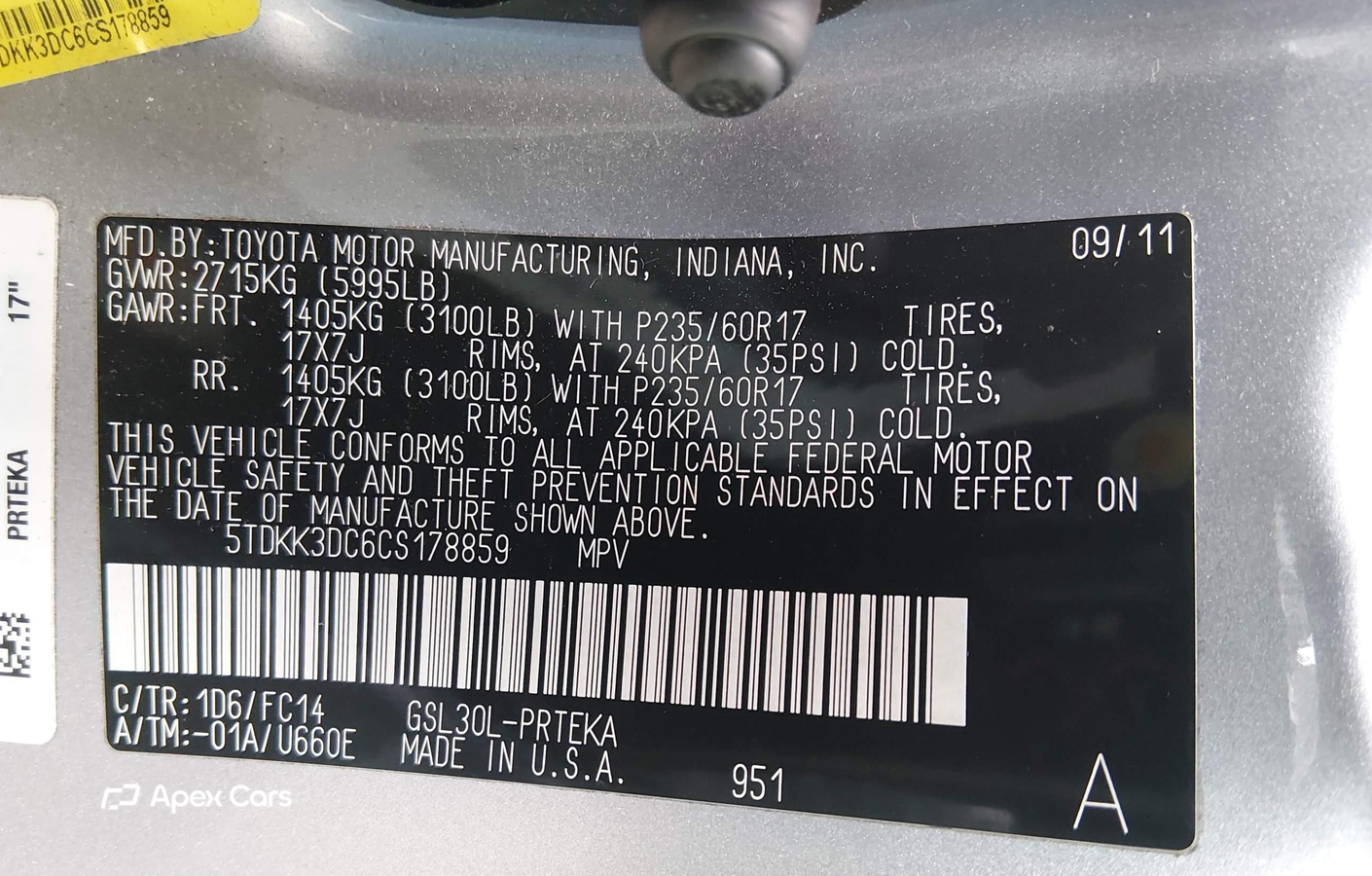 Toyota Sienna 2012