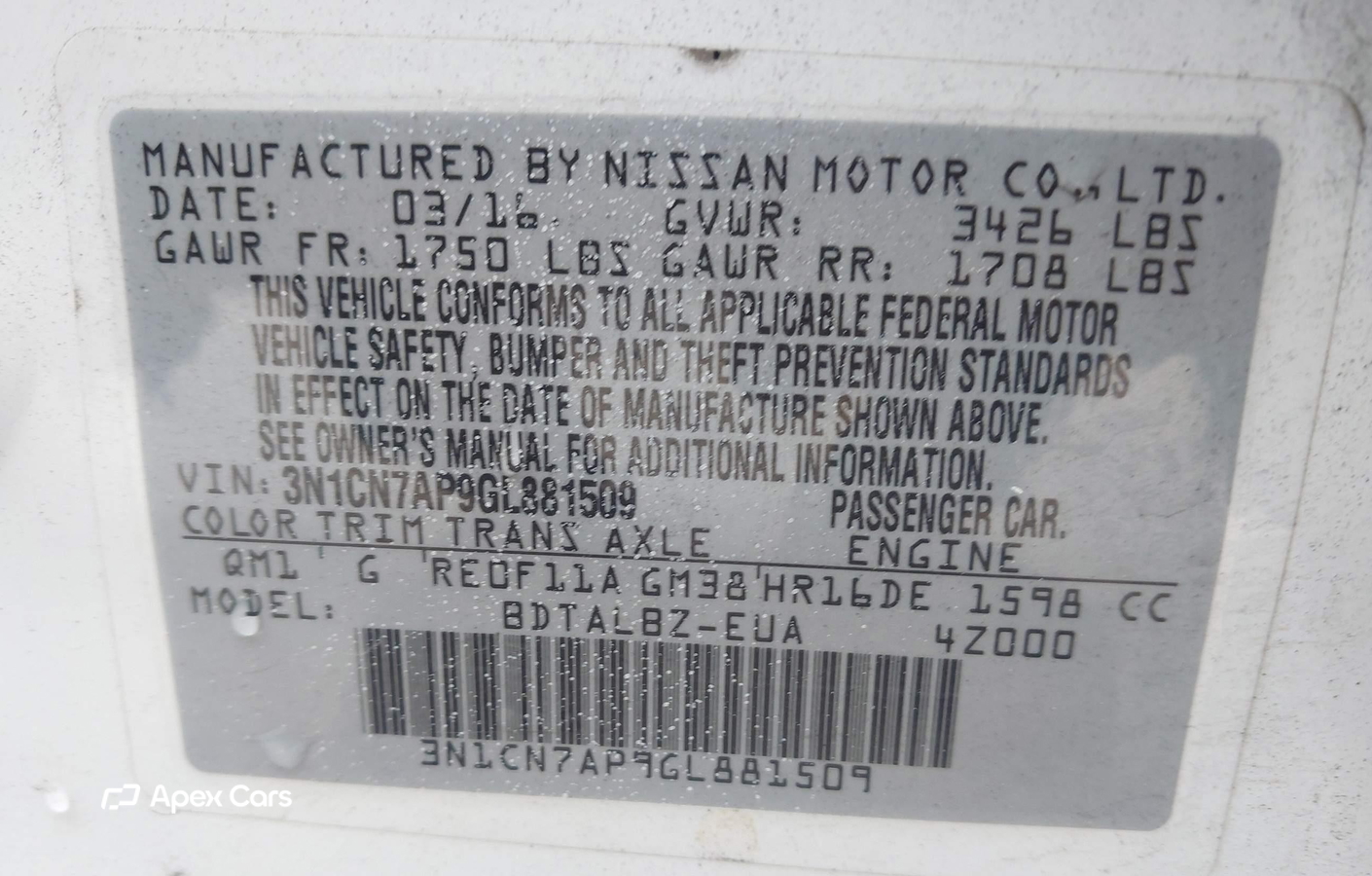 Nissan Versa 2016