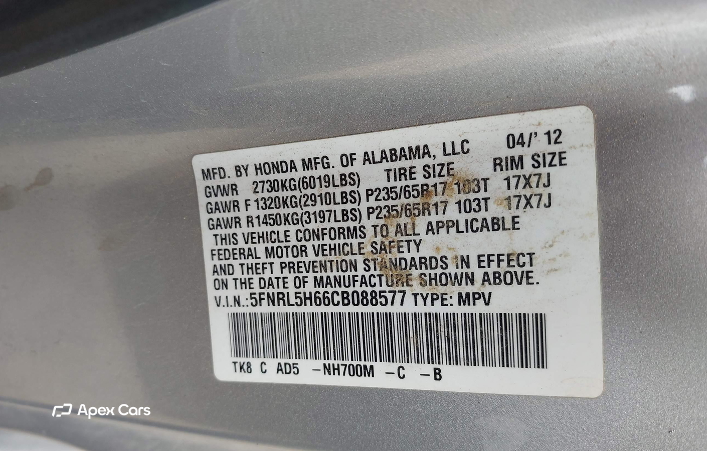 Honda Odyssey 2012