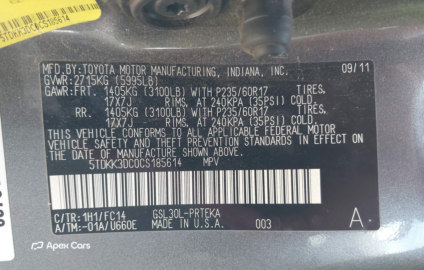 Toyota Sienna 2012