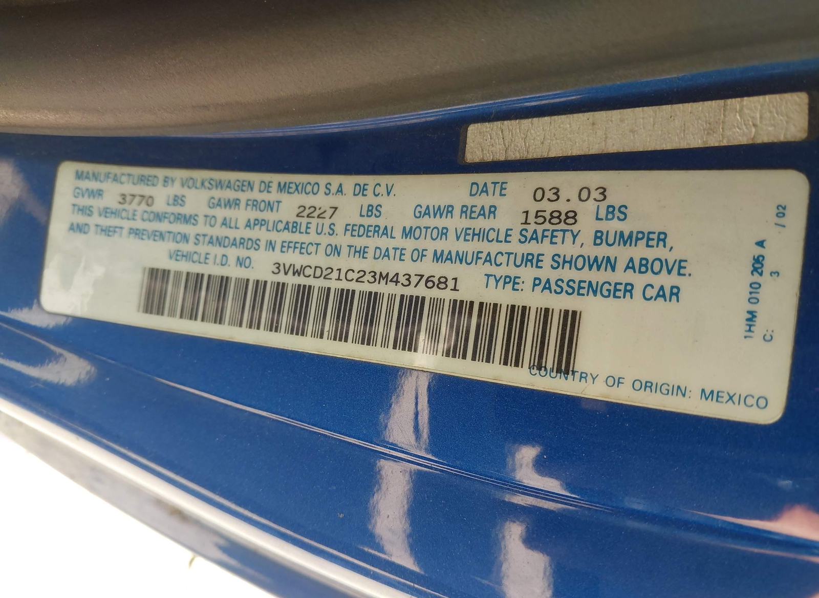 Volkswagen Beetle 2003