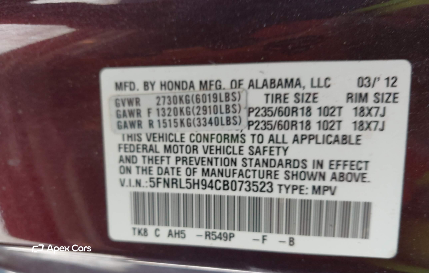 Honda Odyssey 2012