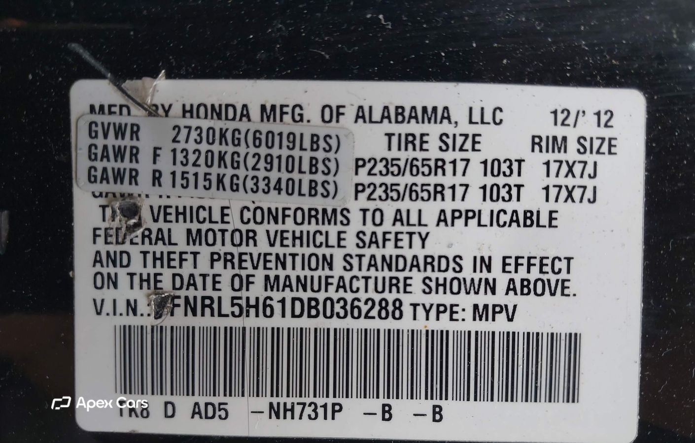 Honda Odyssey 2013