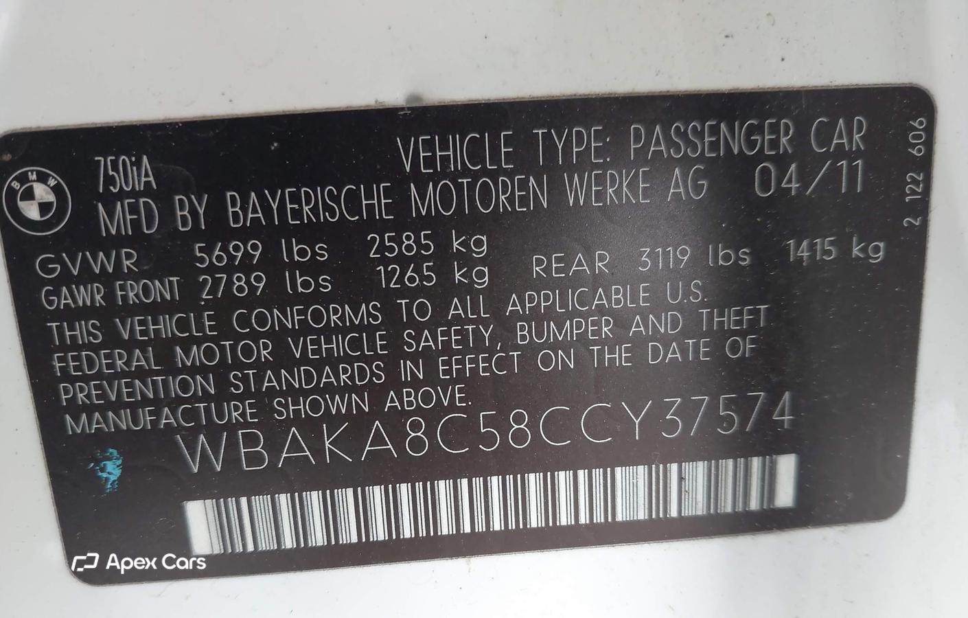 BMW Series 7 2012