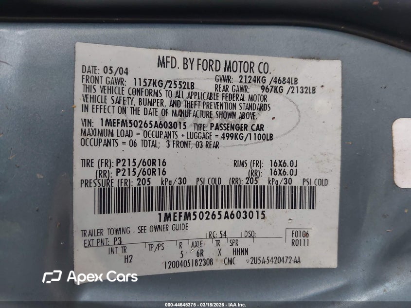 Mercury Sable 2005